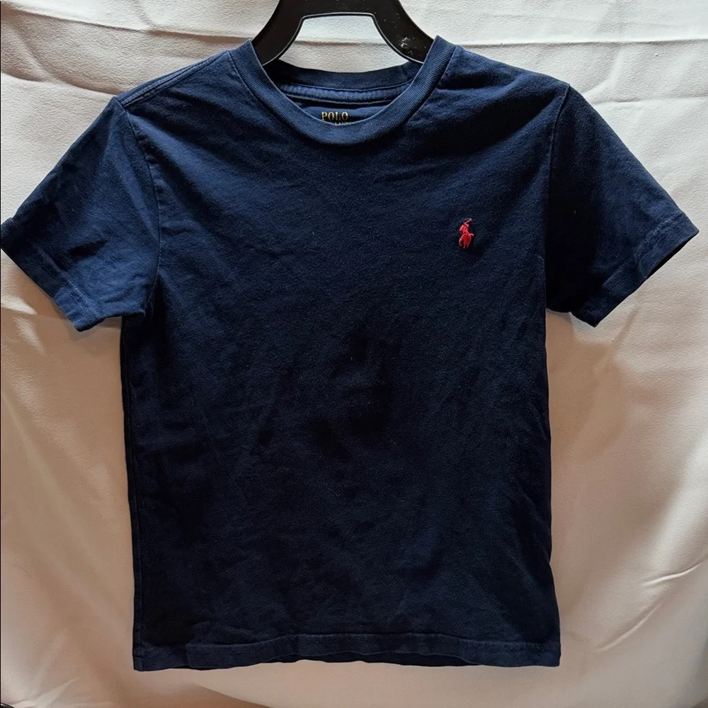 Polo by‎ Ralph Lauren Navy Crew Neck Tee with Red Pony Embroidery